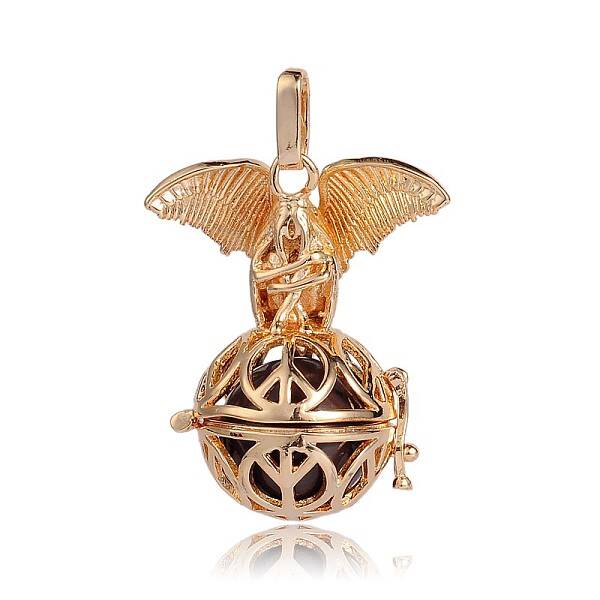 Golden Plated Brass Hollow Round Cage Pendants