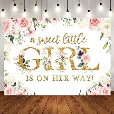 Aperturee A Sweet Little Girl Is On the Way Baby Shower Backdrop