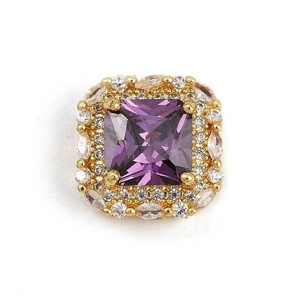 Hollow Rack Plating Brass Cubic Zirconia Beads