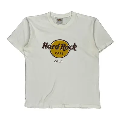 Oslo Hard Rock Cafe Graphic T-Shirt - Large White Cotton
