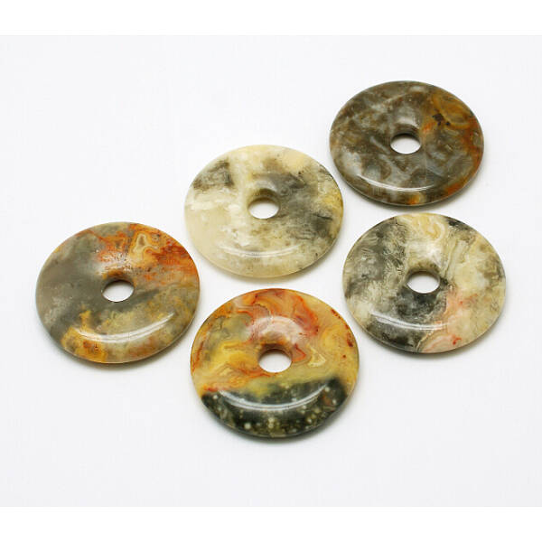 Donut/Pi Disc Natural Gemstone Pendants