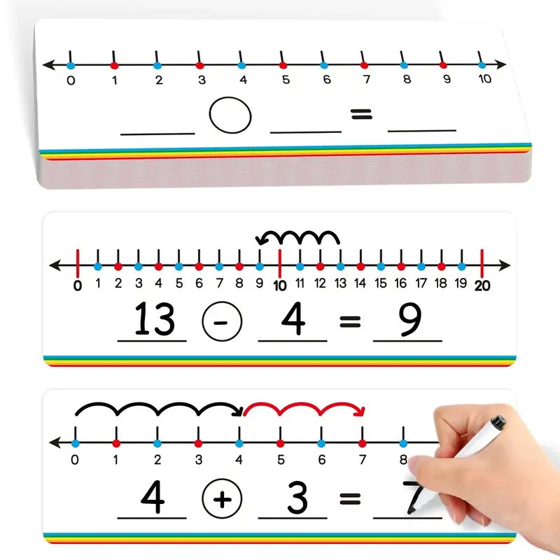 Aizweb 28 Pack Number Line Dry Erase Board Card,12 x 3.9 Small Whiteboard Math Manipulatives Addition Subtraction Game fo...