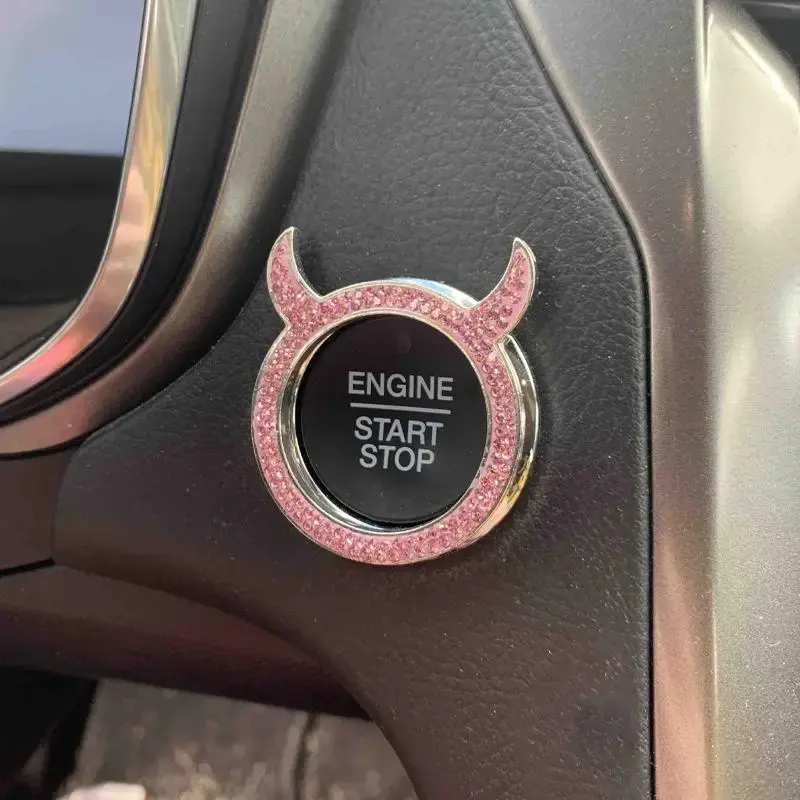 Rhinestone Car Engine Start Stop Switch Cover, Car Engine Start Stop Decorative Ring, Car Ignition Starter Decorative Accesso...