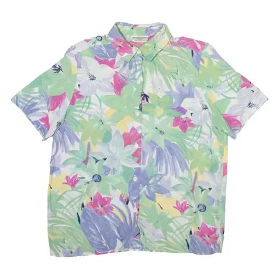 ALFRED DUNNER Petite Padded Shoulders Womens Shirt Green Floral UK 14
