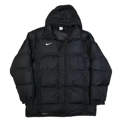 NIKE Mens Puffer Coat Black Hooded XL