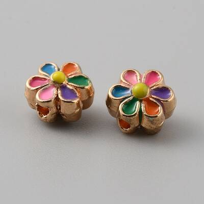 Light Gold Tone Alloy Enamel Beads