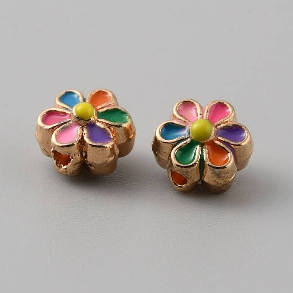 Light Gold Tone Alloy Enamel Beads