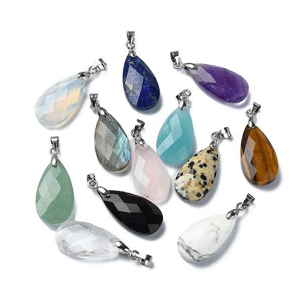 Faceted Natural & Synthetic Mixed Gemstone Pendants