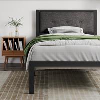 SHA CERLIN Elegant Uphoelstered Platform Bed Frame – Twin/Full/Queen/King | Sturdy Metal Slats | Button Tufted Headboard | ...