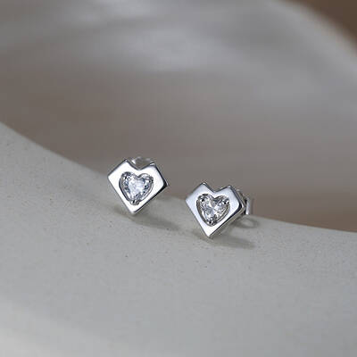 925 Sterling Silver Heart Stud Earrings