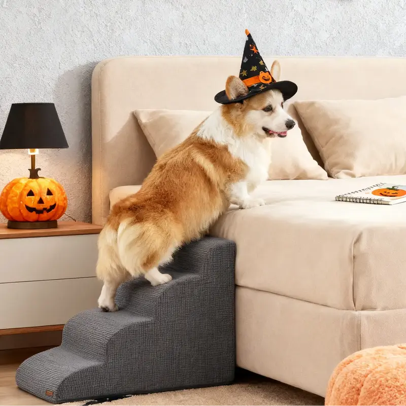 Lesure Dog Stairs for Small dogs - Dog Ramp for Bed and Couch with CertiPUR-US Certified Foam, Pet Steps with Non-Slip Bottom...