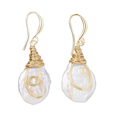 1 Pair Nuggest Natural Pearl Dangle Earrings