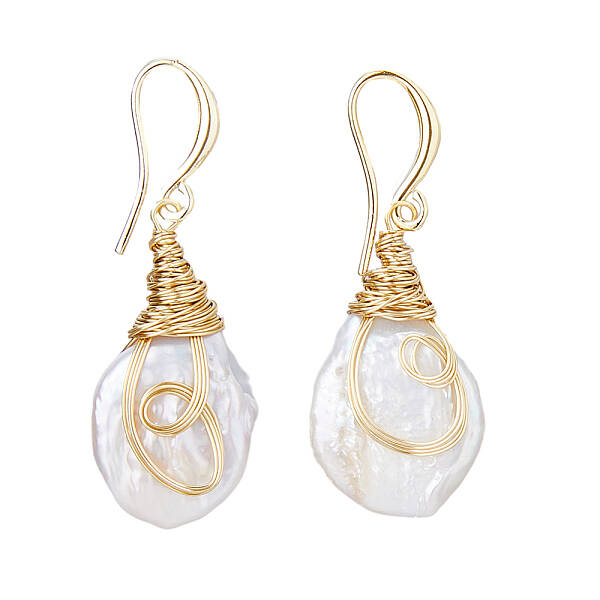 1 Pair Nuggest Natural Pearl Dangle Earrings