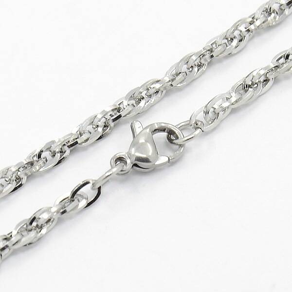 Tarnish Resistant Men's 304 Stainless Steel Rope Chain Necklaces