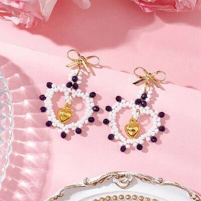 Glass Seed Beads Dangle Stud Earrings