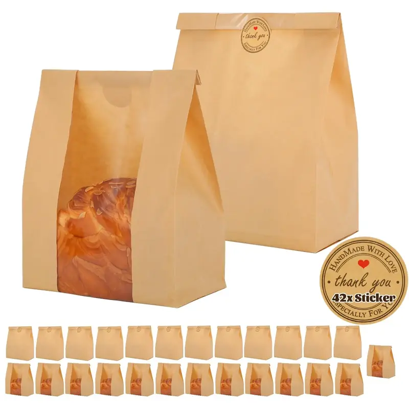 Bread Bags for Homemade Bread Sourdough Bread Bags Large Bakery Bags with Seal Stickers (25 Pack, 13.7x8.2x3.5 inch) Bakeware...