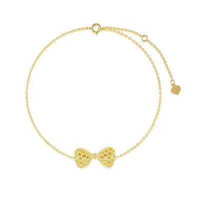 14K Gold Bow Charm Bracelet