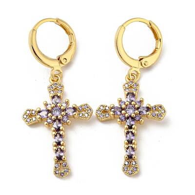 Real 18K Gold Plated Brass Dangle Leverback Earrings