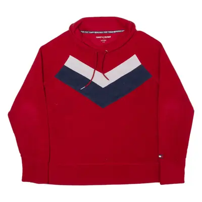 TOMMY HILFIGER Patterned Fleece Red High Neck Womens S