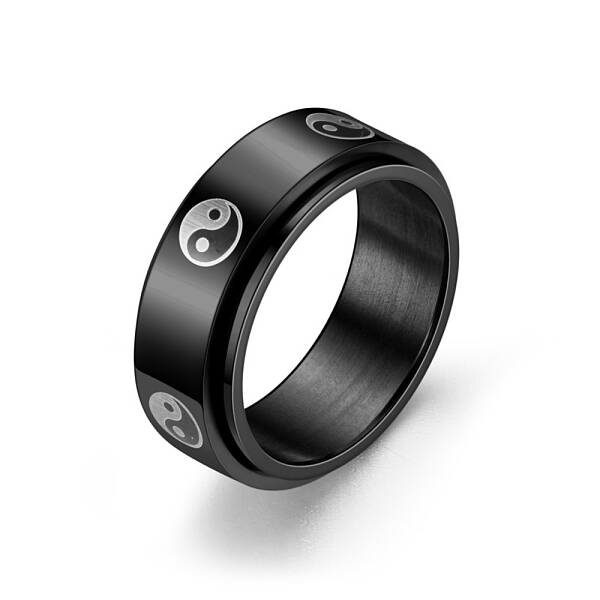 Black Stainless Steel Rotating Finger Ring