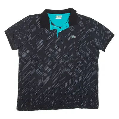 LACOSTE Boys Polo Shirt Black Crazy Pattern 3XL
