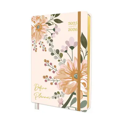 Define Planner 2025-2026 Mid-Year Monthly & Weekly Planner Faux Leather Softcover Matte Gold Trim Lay-Flat Binding 120 gsm Bl...