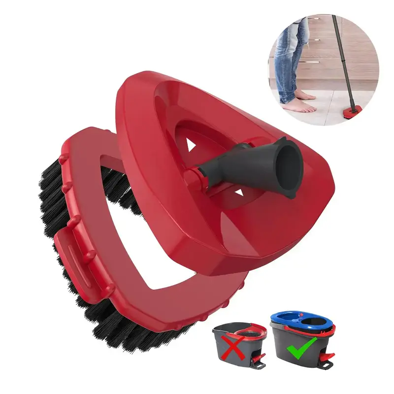 Spin Mop Head Scrubber Replacement, 2 Counts Hard Bristle Scrub Brush with Mop Base, Cleaning Tool for Home