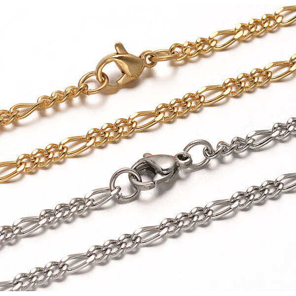 304 Stainless Steel Figaro Chains Necklaces