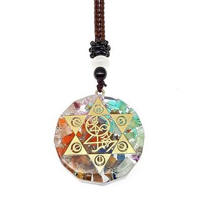 Resin & Natural & Synthetic Mixed Gemstone Pendant Necklaces
