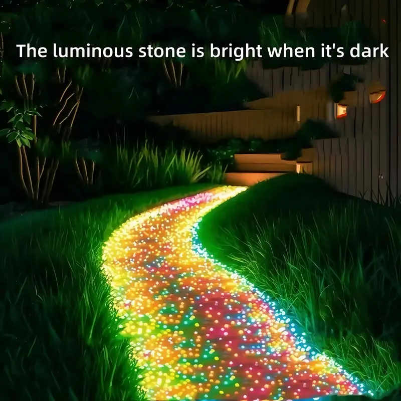500/1000pcs Solar-Powered Glow Rocks, Non-Toxic Luminous Pebbles for Outdoor Garden Pathway Decor, Landscape Lighting Stones,...