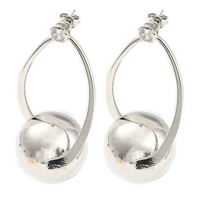 Rack Plating Brass Round Ball Dangle Stud Earrings