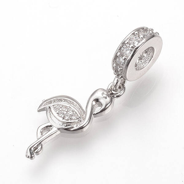 Brass Micro Pave Cubic Zirconia European Dangle Charms