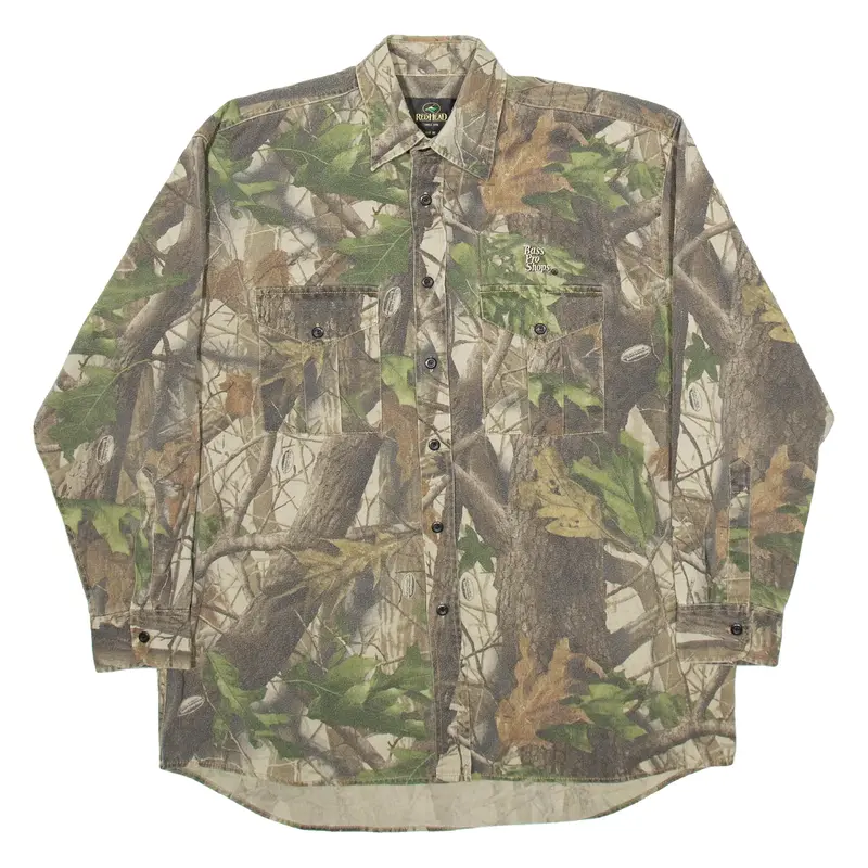 REDHEAD Realtree Hardwood Mens Shirt Green Camouflage Long Sleeve M