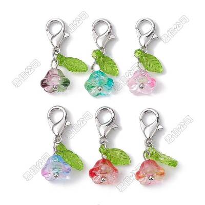 30Pcs 6 Styles Flower & Leaf Acrylic Pendant Decorations