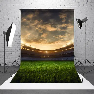 Green Lawn Stadium Dusk Sports Backdrop For Photo - Aperturee