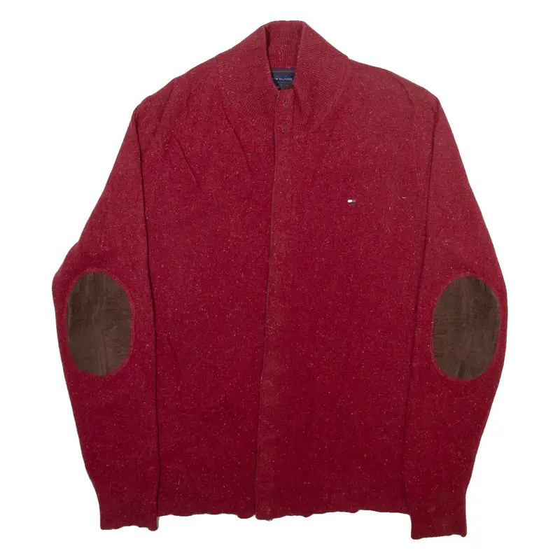 TOMMY HILFIGER Mens Jumper Red Tight Knit Wool M