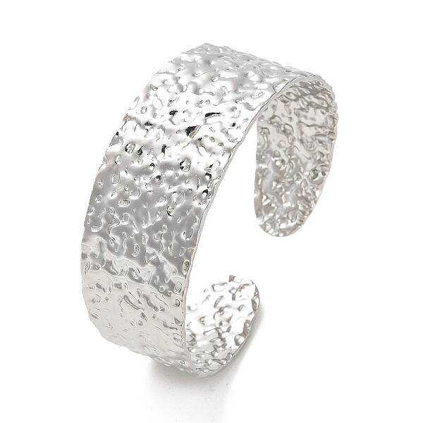 Non-Tarnish 304 Stainless Steel Textured Flat Cuff Bangles
