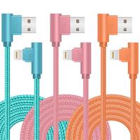 iPhone Charger, 3 Pack 90 Degree Charging Cable MFi Certified USB Lightning Cable Nylon Braided Fast Charging Cord Compatible...