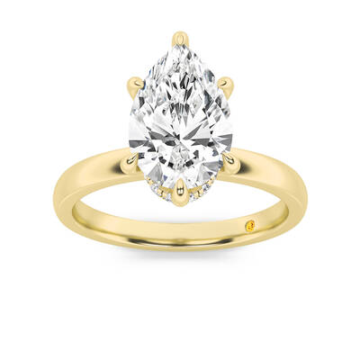 Laura Secret Halo Pear Shape Lab Grown Diamond Engagement Ring | 18K Yellow Gold 2 5/8 CT. TW.