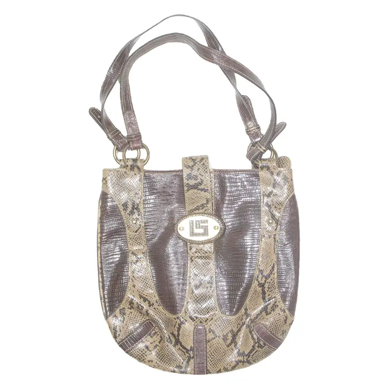 LS Womens Shoulder Bag Brown Leather Animal Print