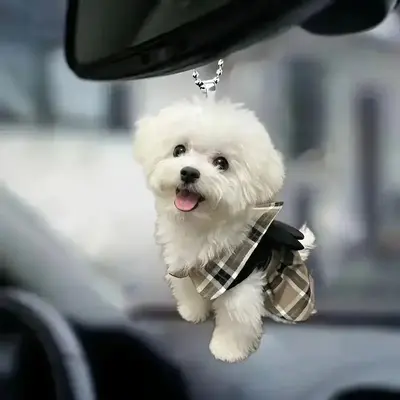 Cute Dog Design Car Hanging Ornament, 1 Count Car Rearview Mirror Hanging Decoration, Car Interior Decoration Accessories for...