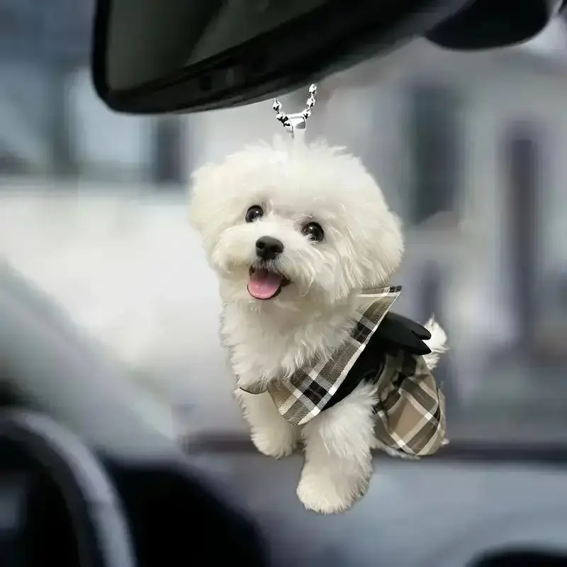 Cute Dog Design Car Hanging Ornament, 1 Count Car Rearview Mirror Hanging Decoration, Car Interior Decoration Accessories for...