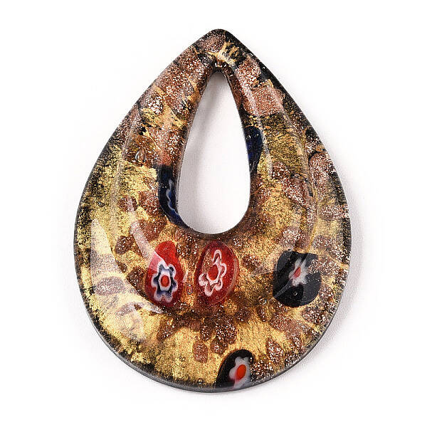 Handmade Gold Sand Lampwork Big Pendants