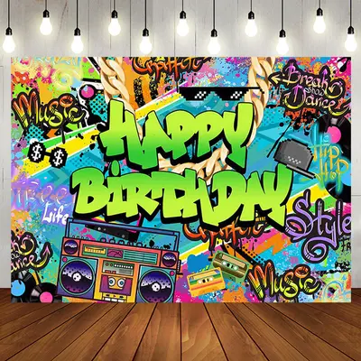 Aperturee Colorful Hiphop Graffiti Happy Birthday Backdrop | Name Backdrop For Birthday | Happy Birthday Backdrop | Birthday ...