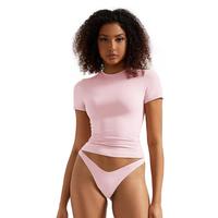 DUOREM Women's Trendy Basic Short Sleeve Slim Fit Y2K T-Shirt Crew Neck for Women Bodycon Crop Tunics Casual Comfortable Fitt...