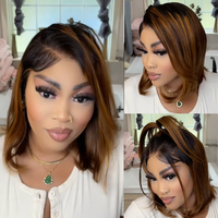 【NEW】Nadula Silk Straight Bob Wig Transparent 7x5 Lace Black to Brown Hightlights Put on and Go Outdoorfun
