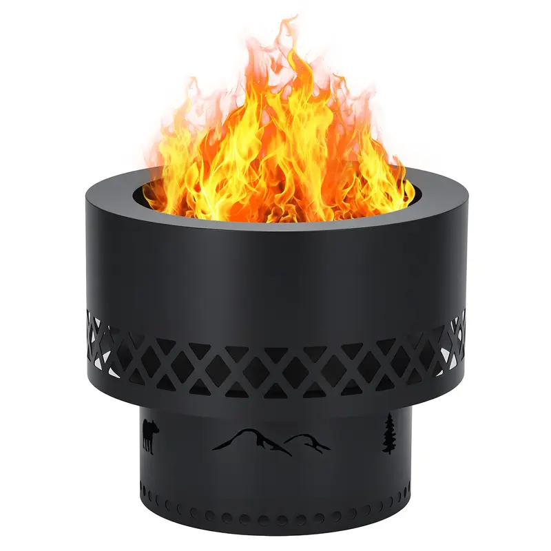 Garvee 16 Inch Smokeless Fire Pit, Wood Burning Outdoor Fireplace with Removable Ash Pan & Dust Bag - Ideal for Patio BBQ, Bo...