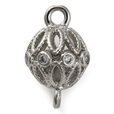 Brass Micro Pave Clear Cubic Zirconia Connector Charms