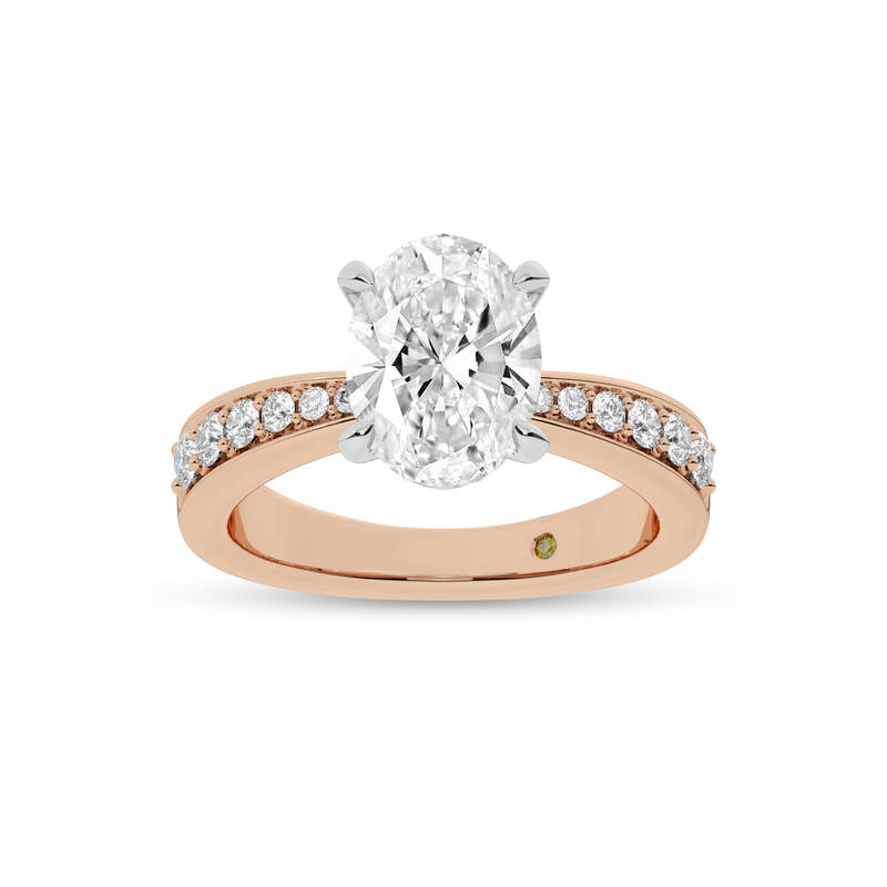 Rome Classic Pavé Set Oval Lab Grown Diamond Engagement Ring | 10K Rose Gold 2 7/8 CT. TW.