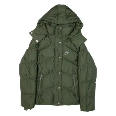 NIKE Insulated Womens Puffer Jacket Green Hooded M